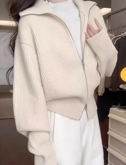 正韓ᴷᴼᴿᴱᴬ 🇰🇷韓系軟糯糯雙拉鍊翻領針織上衣(三色)