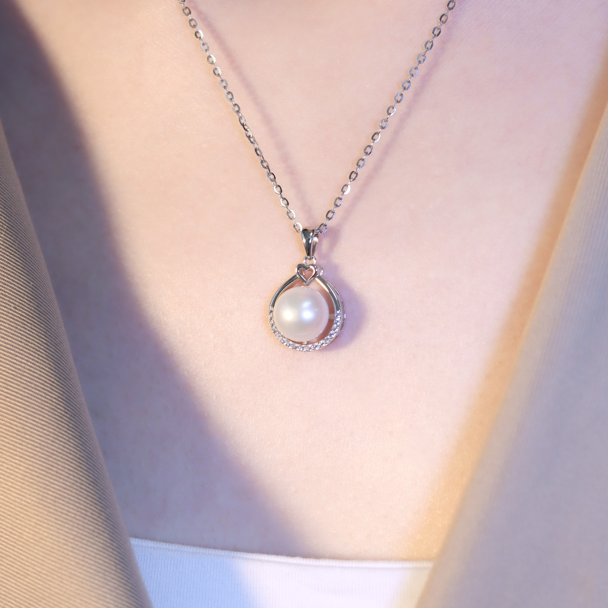 | 925純銀・珍珠 | 愛意光環珍珠項鍊| NE1228 |