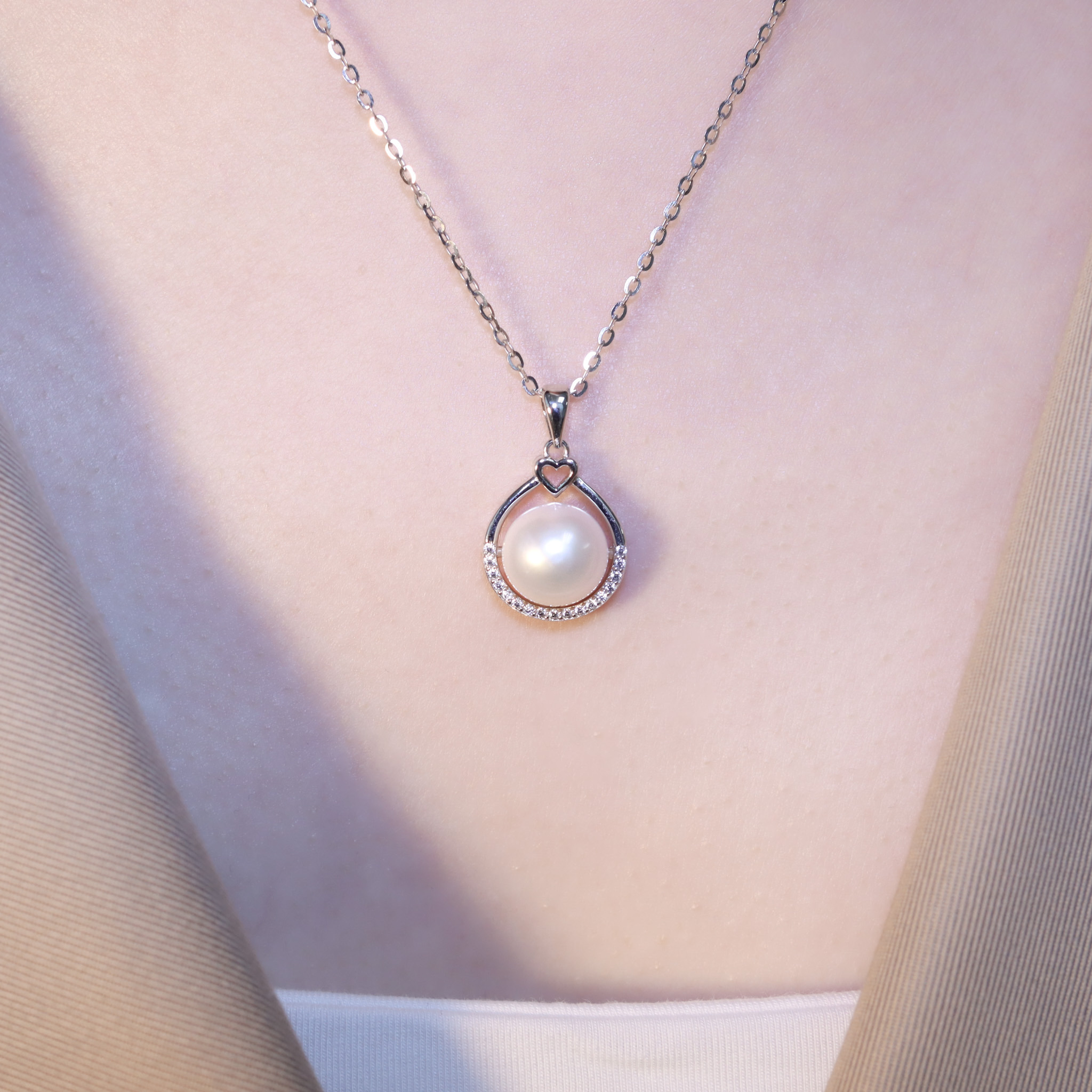 | 925純銀・珍珠 | 愛意光環珍珠項鍊| NE1228 |