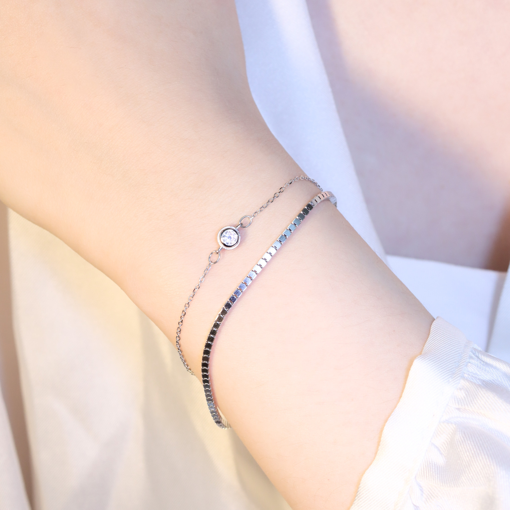 | 925純銀・白金 | 純白精靈雙層手鏈 | BR1156 |