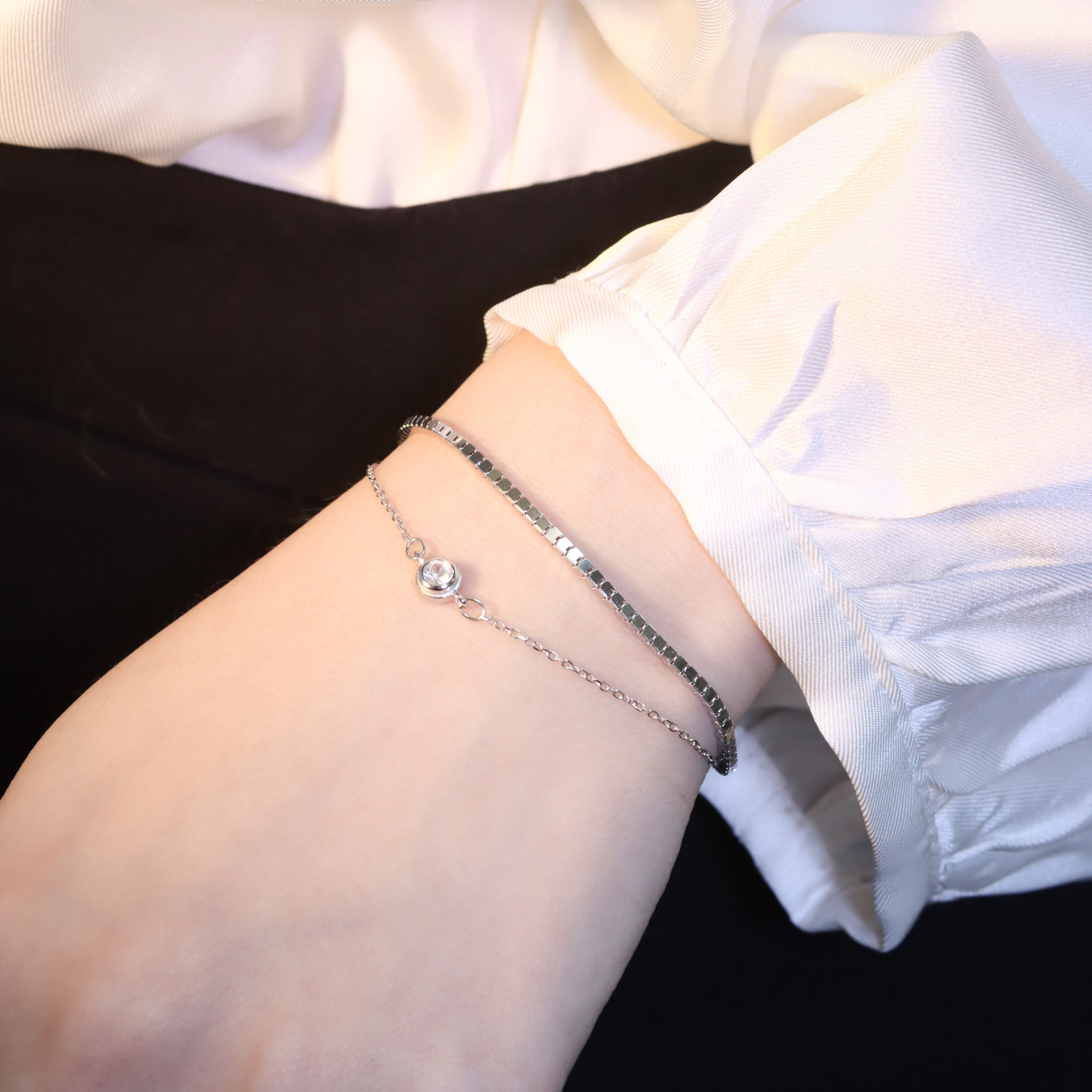 | 925純銀・白金 | 純白精靈雙層手鏈 | BR1156 |