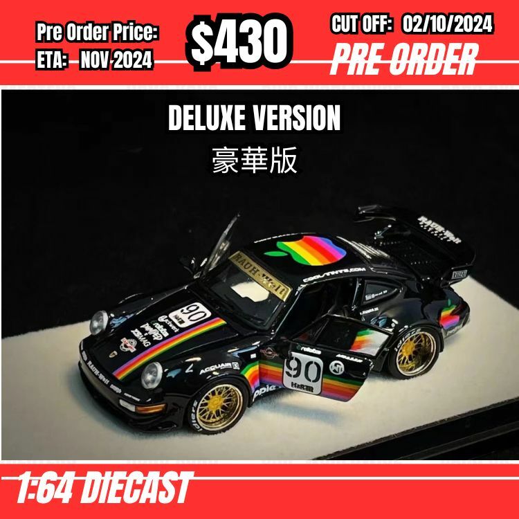 PO-$430 * PGM * 1:64 RWB964 Black Apple #90 GT Wing Deluxe Version [OD29/09]