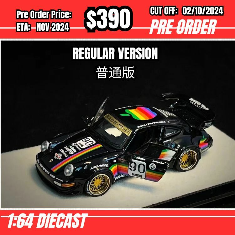 PO-$390 * PGM * 1:64 RWB964 Black Apple #90 GT Wing Regular Version [OD29/09]