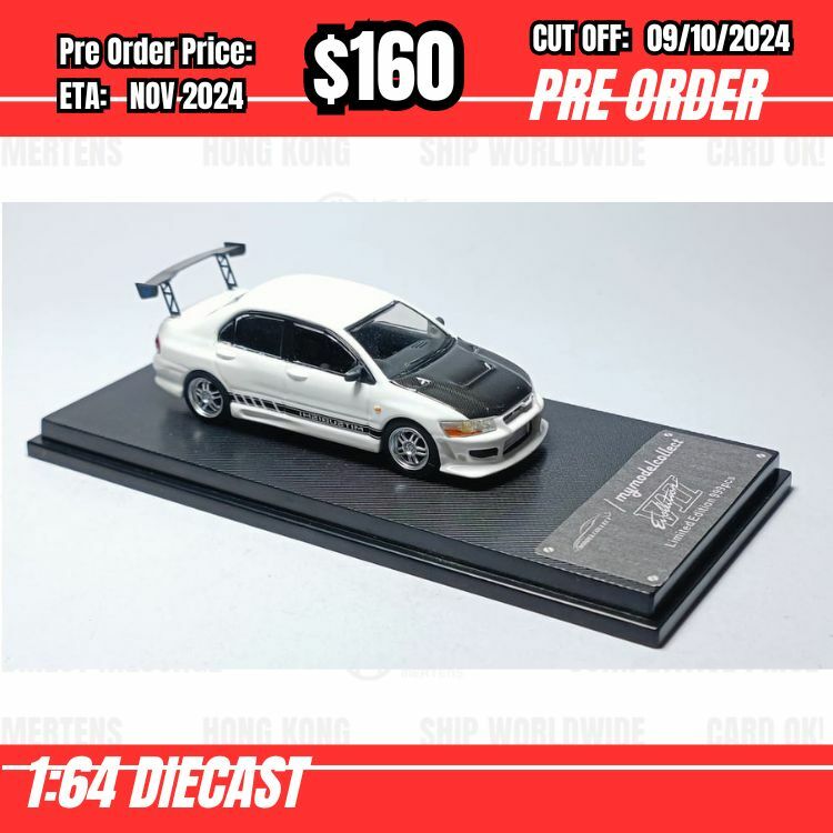 PO-$160 * Model Collect * 1:64 Mitsubishi Lancer Evolution VII White w/carbon hood [OD29/09]