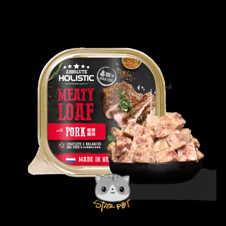 Absolute Holistic PORK Complete & Balanced Meaty Loaf Wet Tray Food for Dog 100g