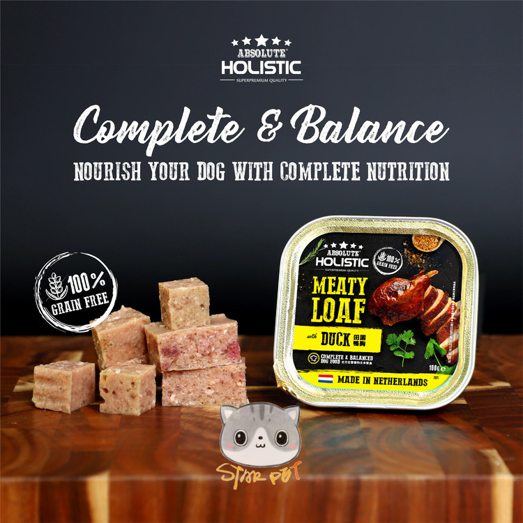 Absolute Holistic DUCK Complete & Balanced Meaty Loaf Wet Tray Food for Dog 100g