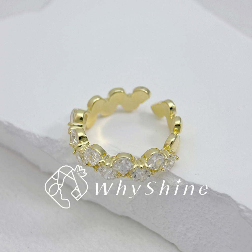 氣質閃鑽交互相肩戒指