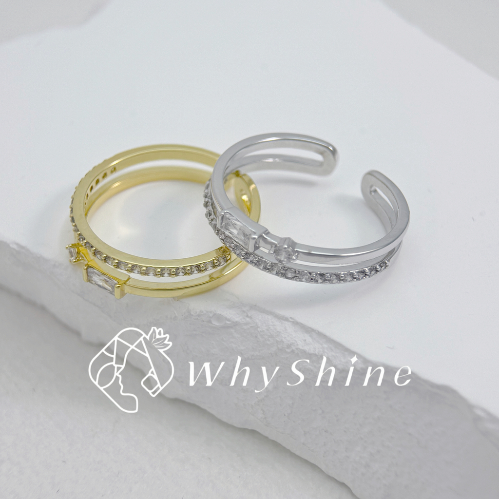 雙圈單鑽點綴線鑽戒指