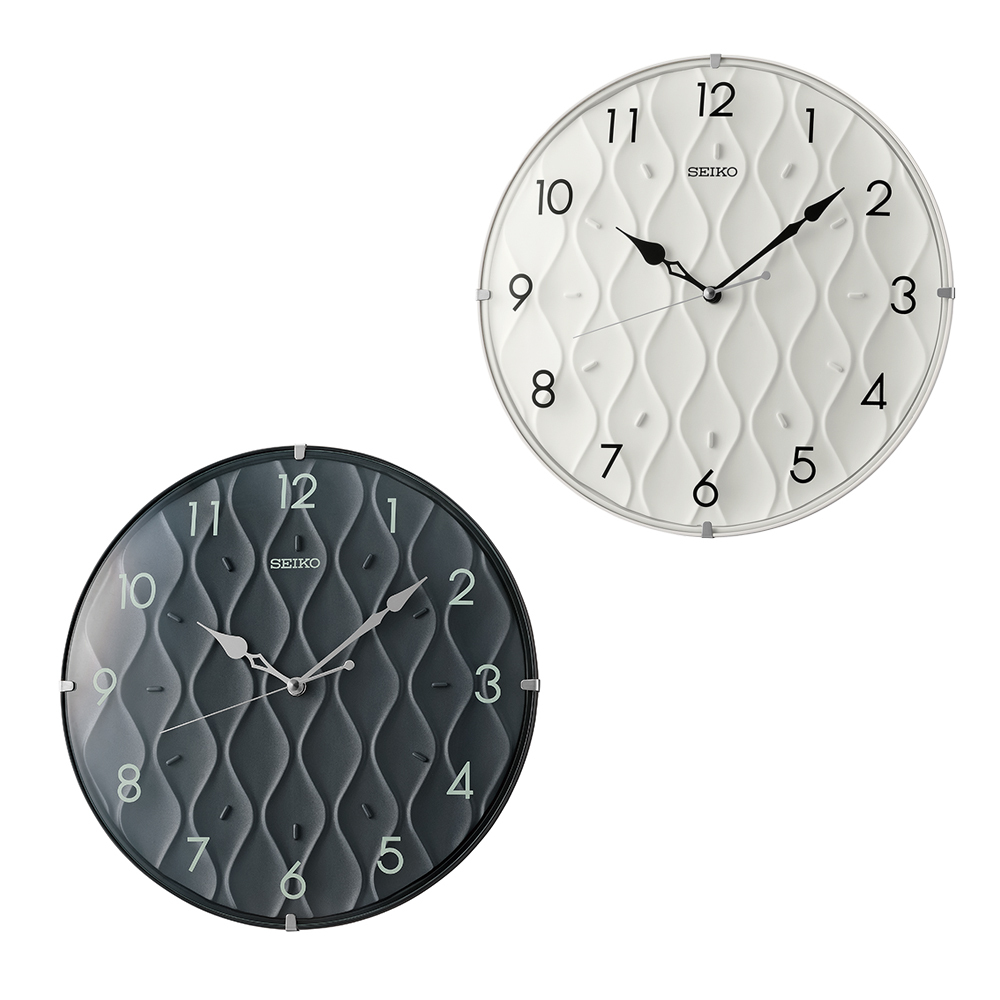 (預購)【SEIKO 日本精工】 QXA794K QXA794W 水波紋設計 球面型鏡面 滑動式秒針 靜音 掛鐘 時鐘