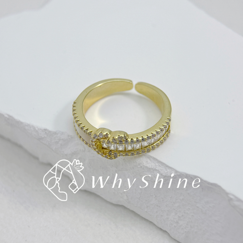 心型母貝小方鑽戒指