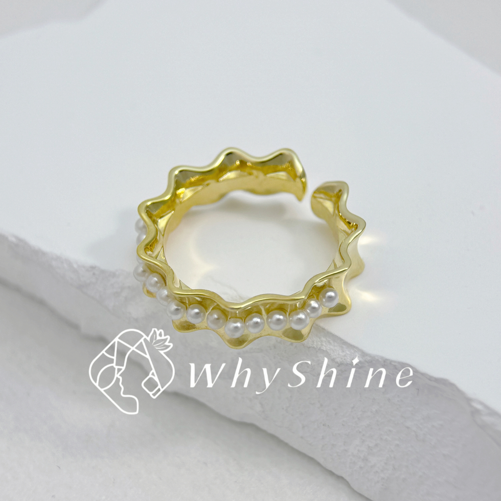 珍珠髮帶款戒指