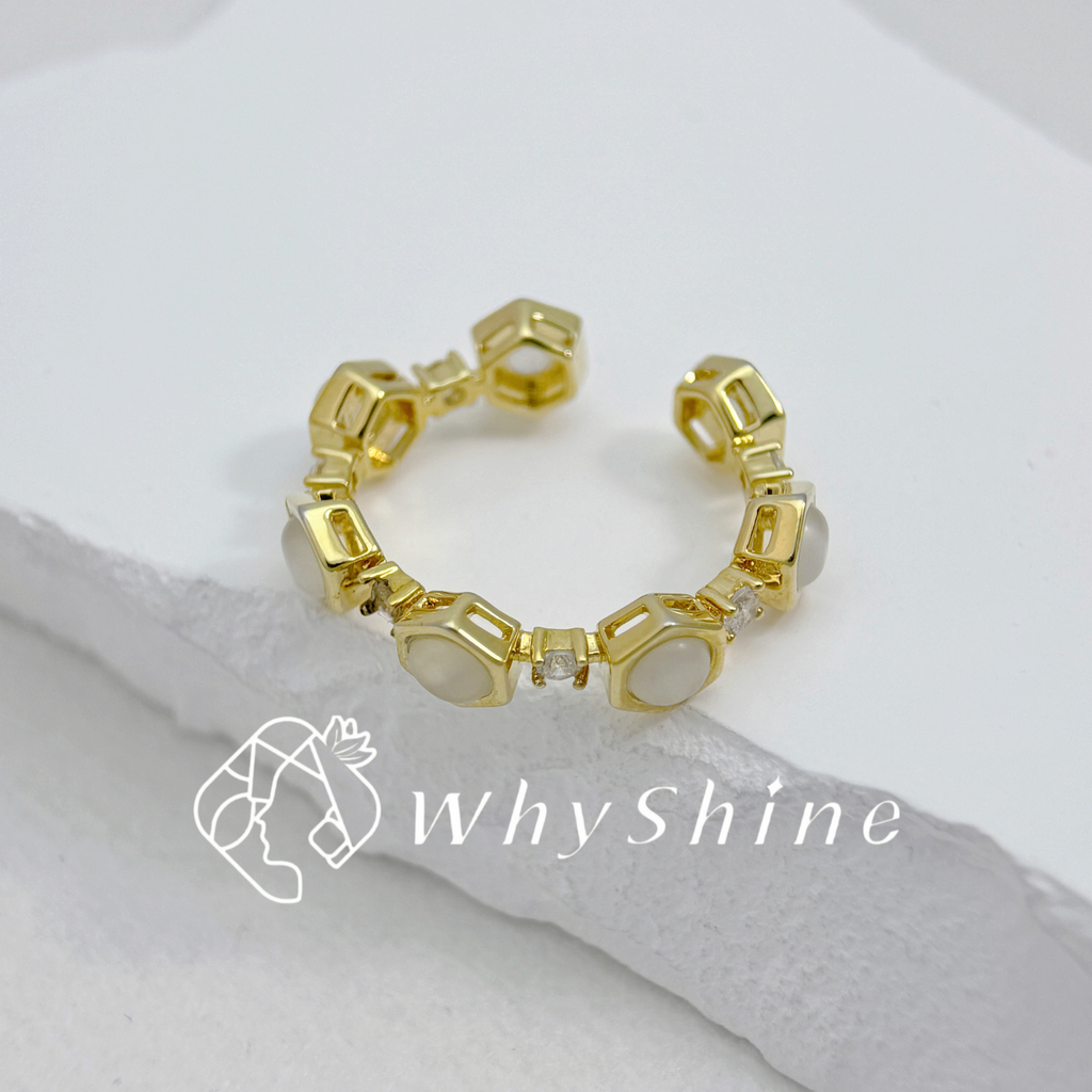 六角形貓眼戒指