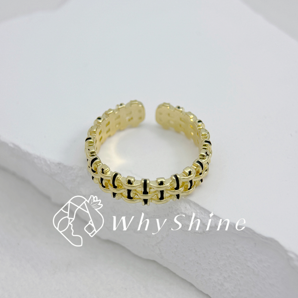 編織紋寬版戒指