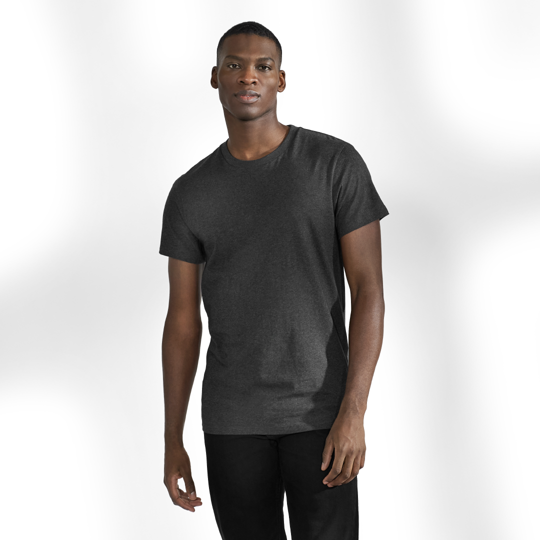 Crew-Neck Cotton 純有機棉男用圓領Ｔ- 暗灰