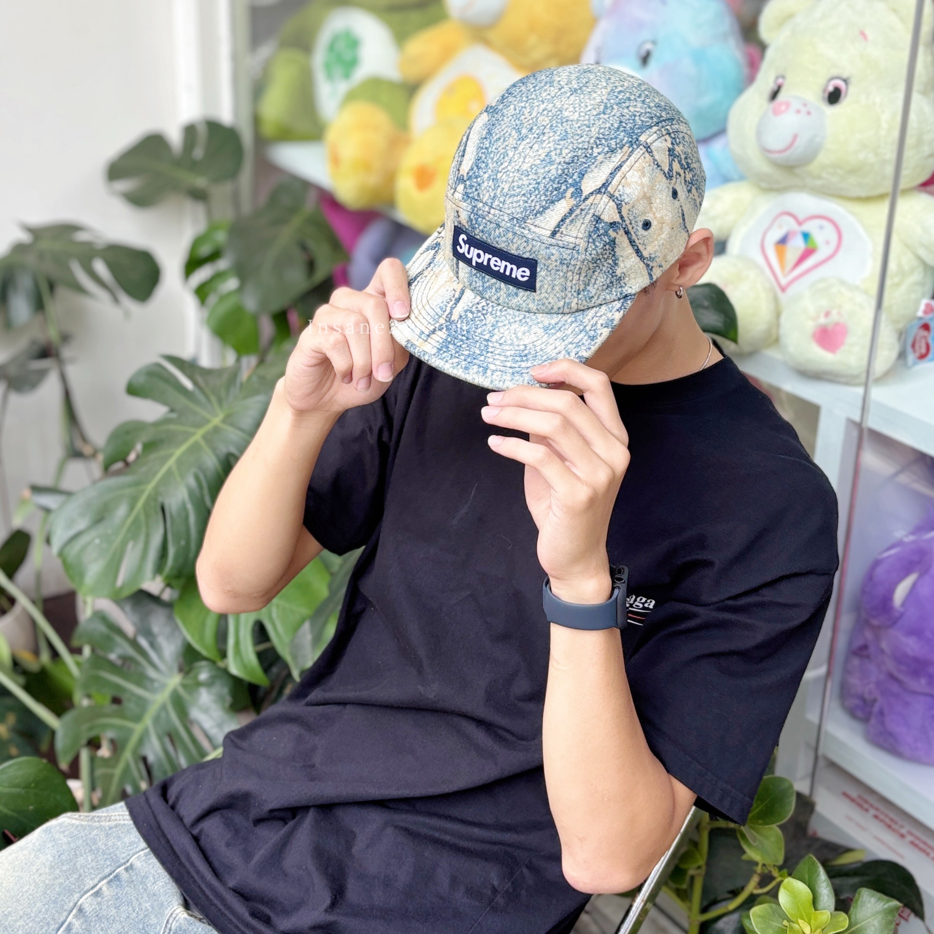 SUPREME 帆布 五分割帽 老帽 黑//潑漆藍//做舊黑 帽子