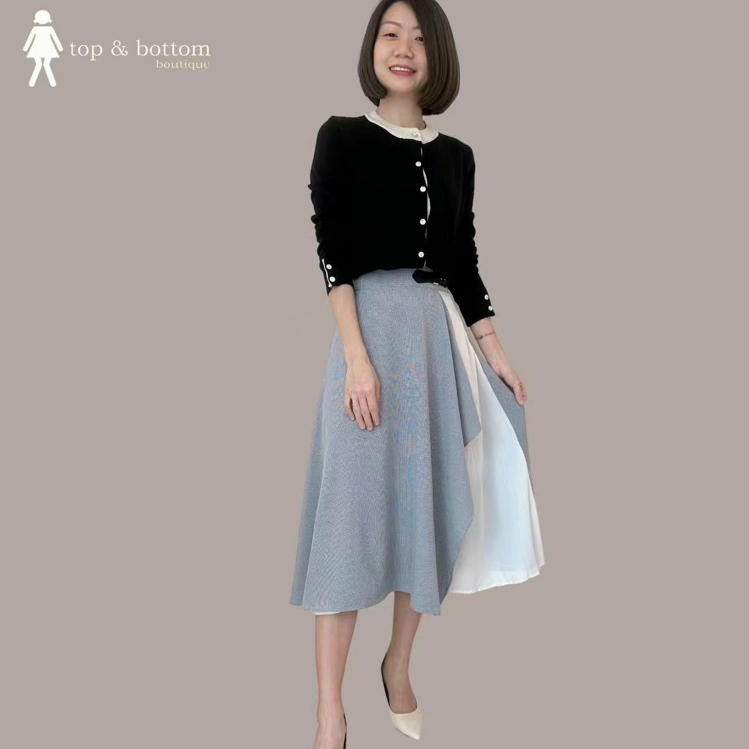 KOREAN CHECKED MIDI SKIRT