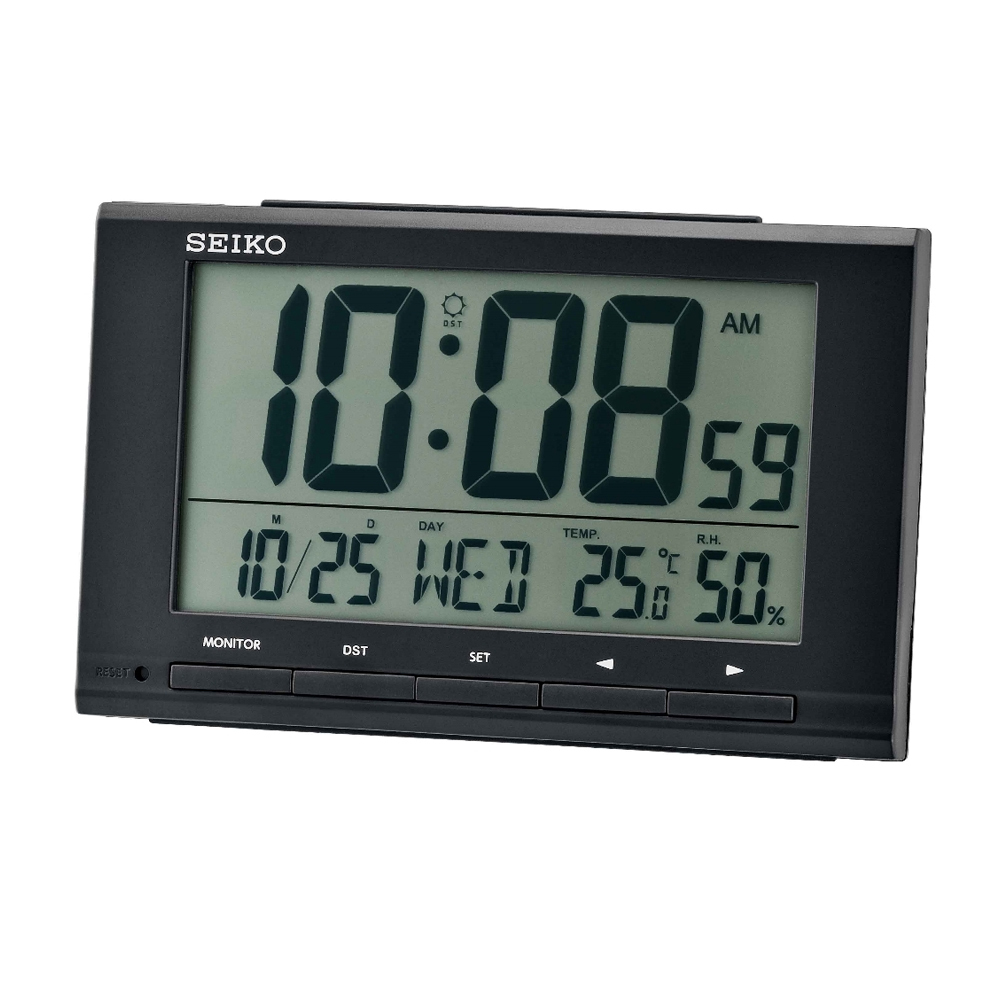 (預購)【SEIKO 精工】QHL090 長形 溫度 濕度 日曆 貪睡 燈光 鬧鈴 電子鐘 桌鐘