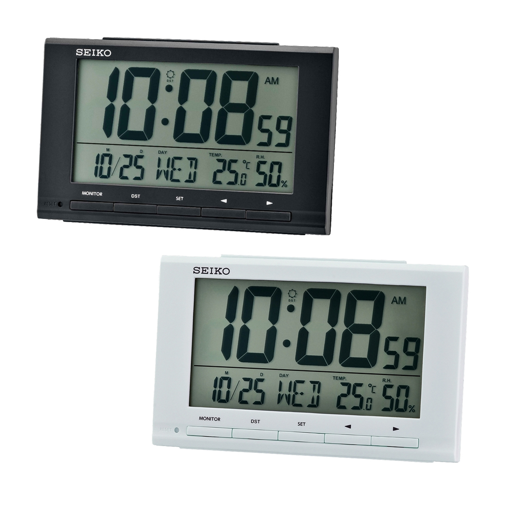(預購)【SEIKO 精工】QHL090 長形 溫度 濕度 日曆 貪睡 燈光 鬧鈴 電子鐘 桌鐘