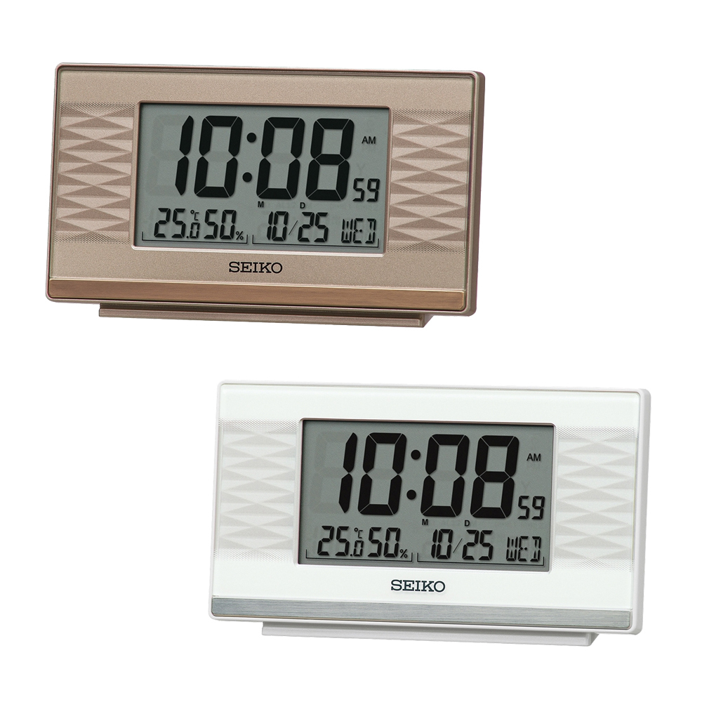 (預購)【SEIKO 精工】QHL094 長方形 溫度 濕度 月份 日期 貪睡 燈光 雙鬧鈴 桌鐘