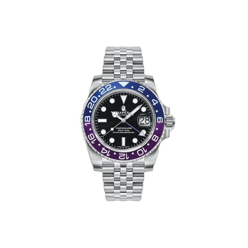 BAPE ABathing Ape Type 2 Bapex Watch Silver / Navy x Purple/black
