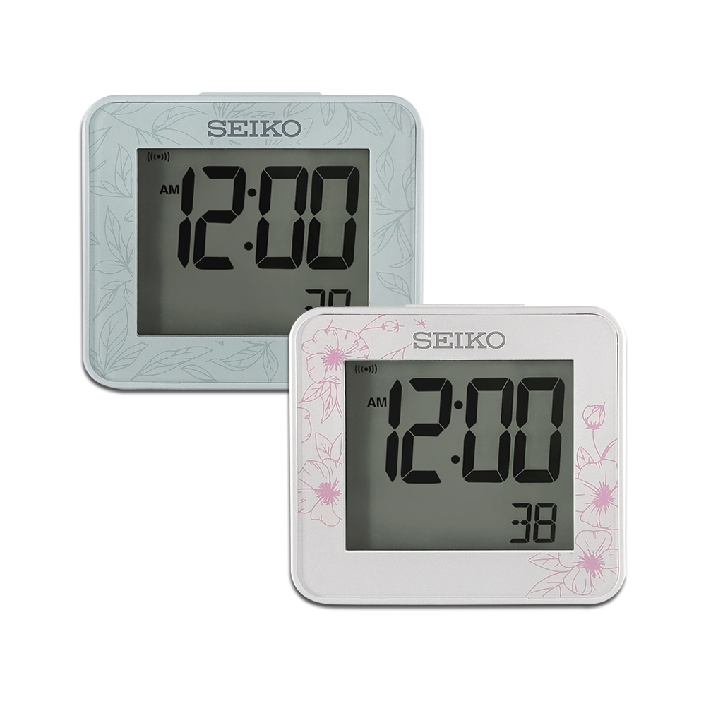 (預購)【SEIKO 精工】QHL097 長方形 小巧 可愛 植物花卉 計時 貪睡 燈光 鬧鐘 電子鐘