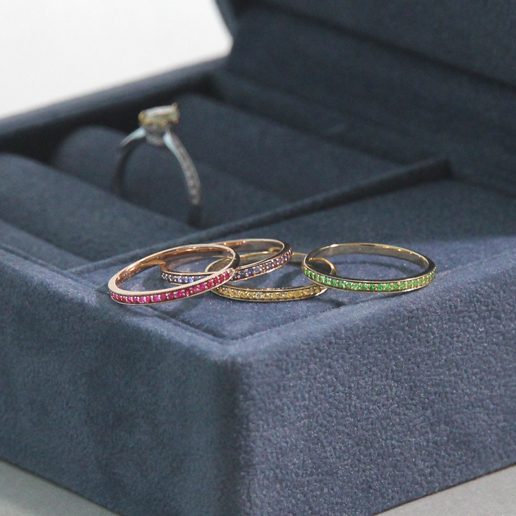 藍寶石18K極細永恆線戒