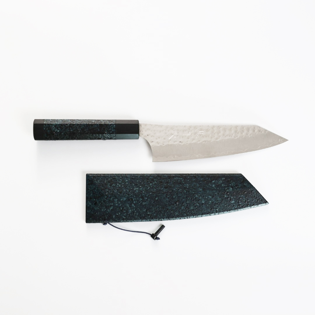 藍包丁 閃光藍天目 文化刀 165mm SG2鋼/付鞘