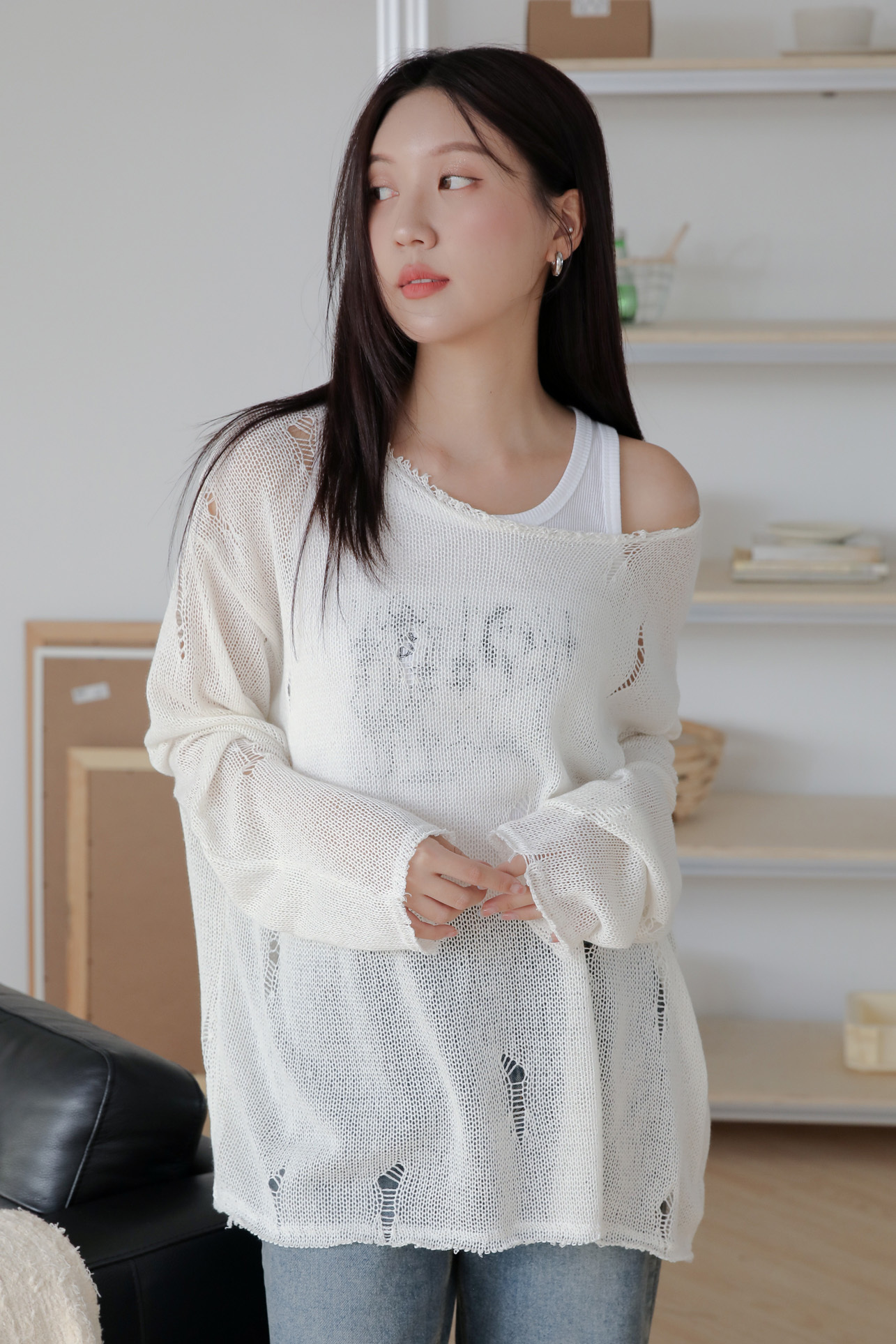 【Unisex】Damage Net Knit #針織上衣