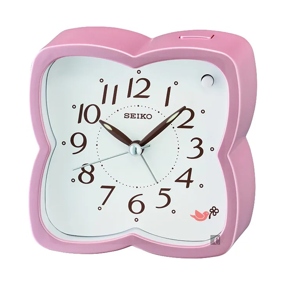 (預購)【SEIKO 精工】QHP009P 櫻花造型 阿拉伯數字 夜光照明 貪睡 燈光 鬧鐘 桌鐘