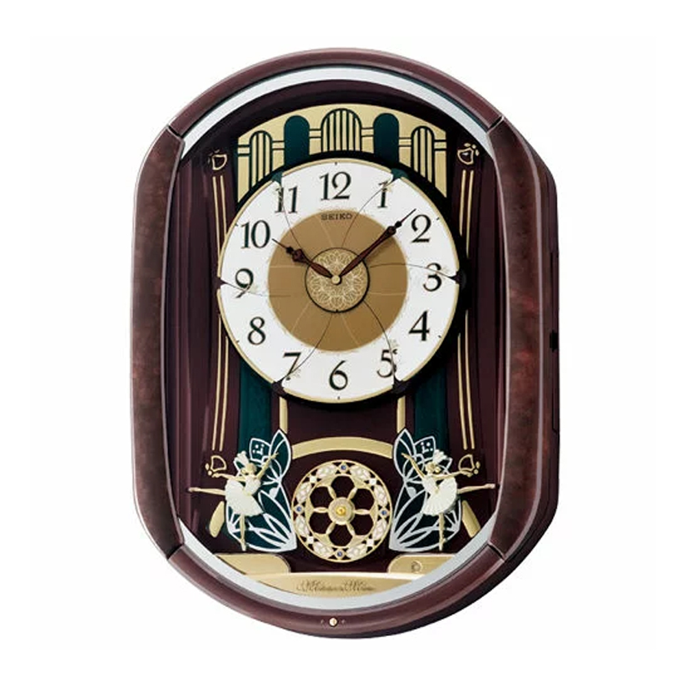 (預購)【SEIKO 精工】QXM297B 優雅 古典 芭蕾舞 旋轉面盤 旋轉燈光 整點報時 音樂 掛鐘