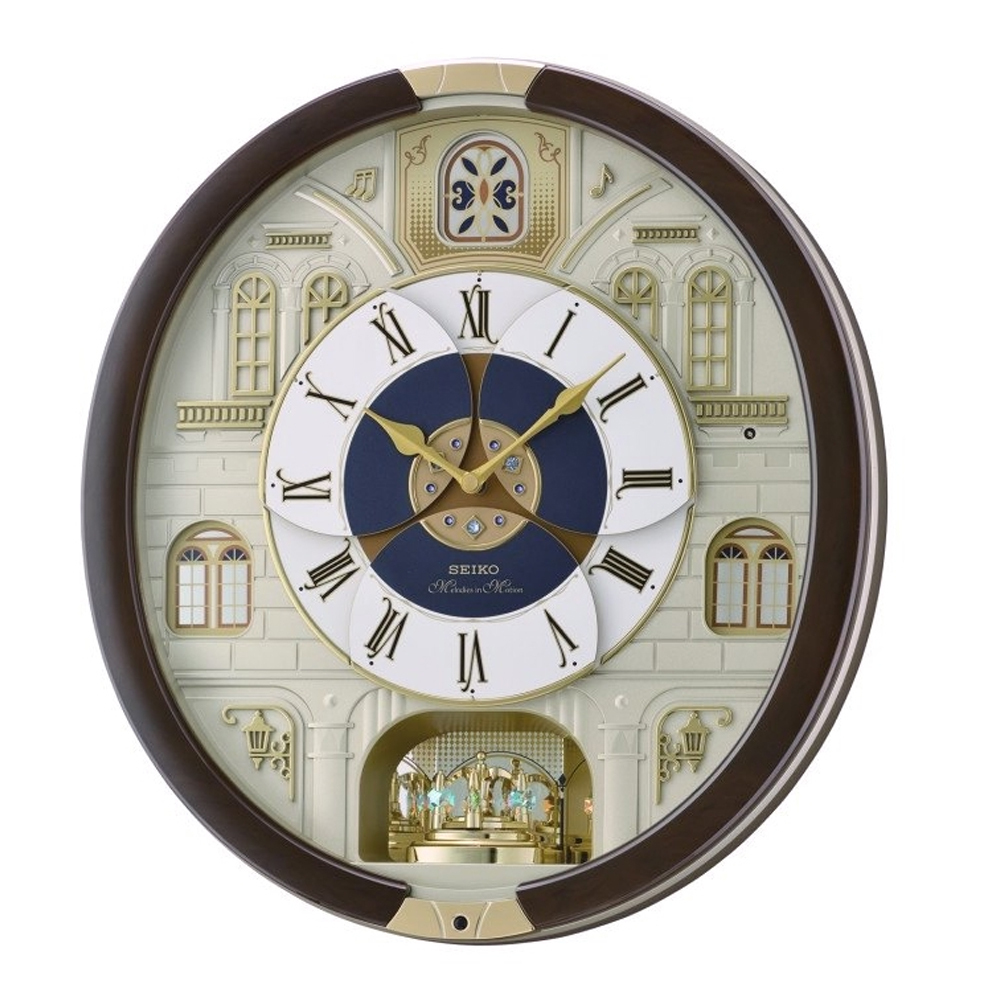 (預購)【SEIKO 精工】QXM371B 歐風 古典 羅馬時標 旋轉面盤 整點報時 音樂 掛鐘