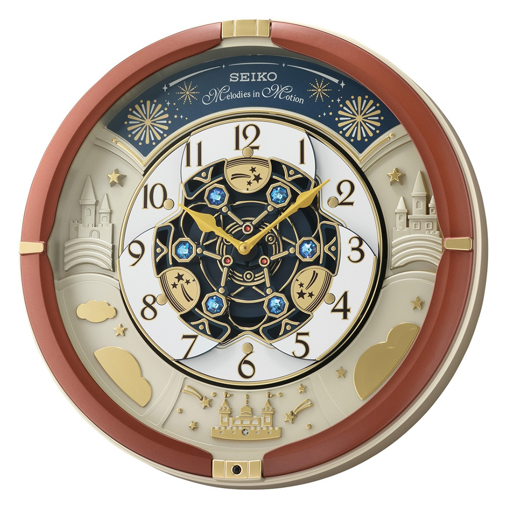 (預購)【SEIKO 精工】QXM378B 城堡 流星 煙火 阿拉伯數字 施華洛世奇水晶 音樂 掛鐘