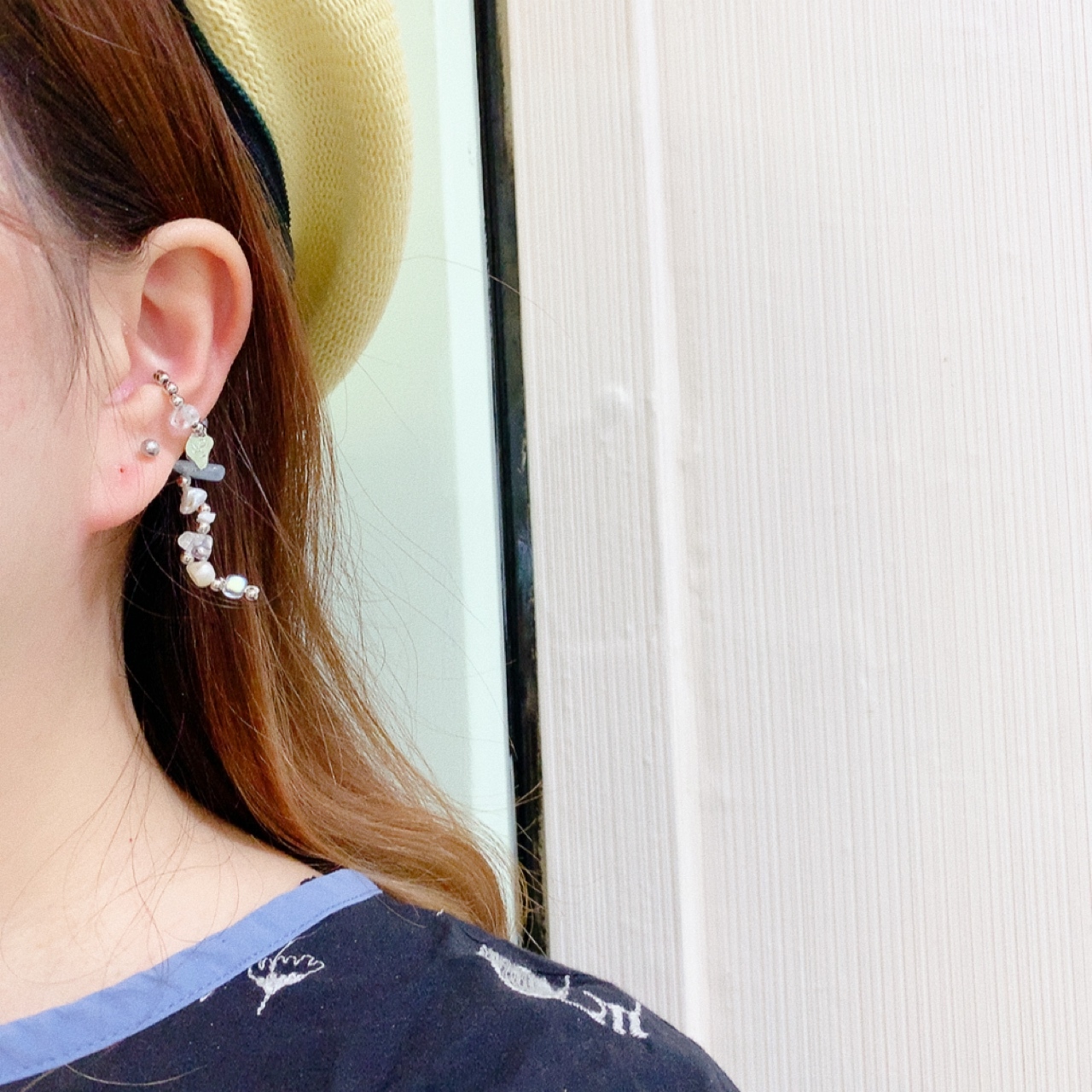 W手作天然石/珍珠耳骨夾