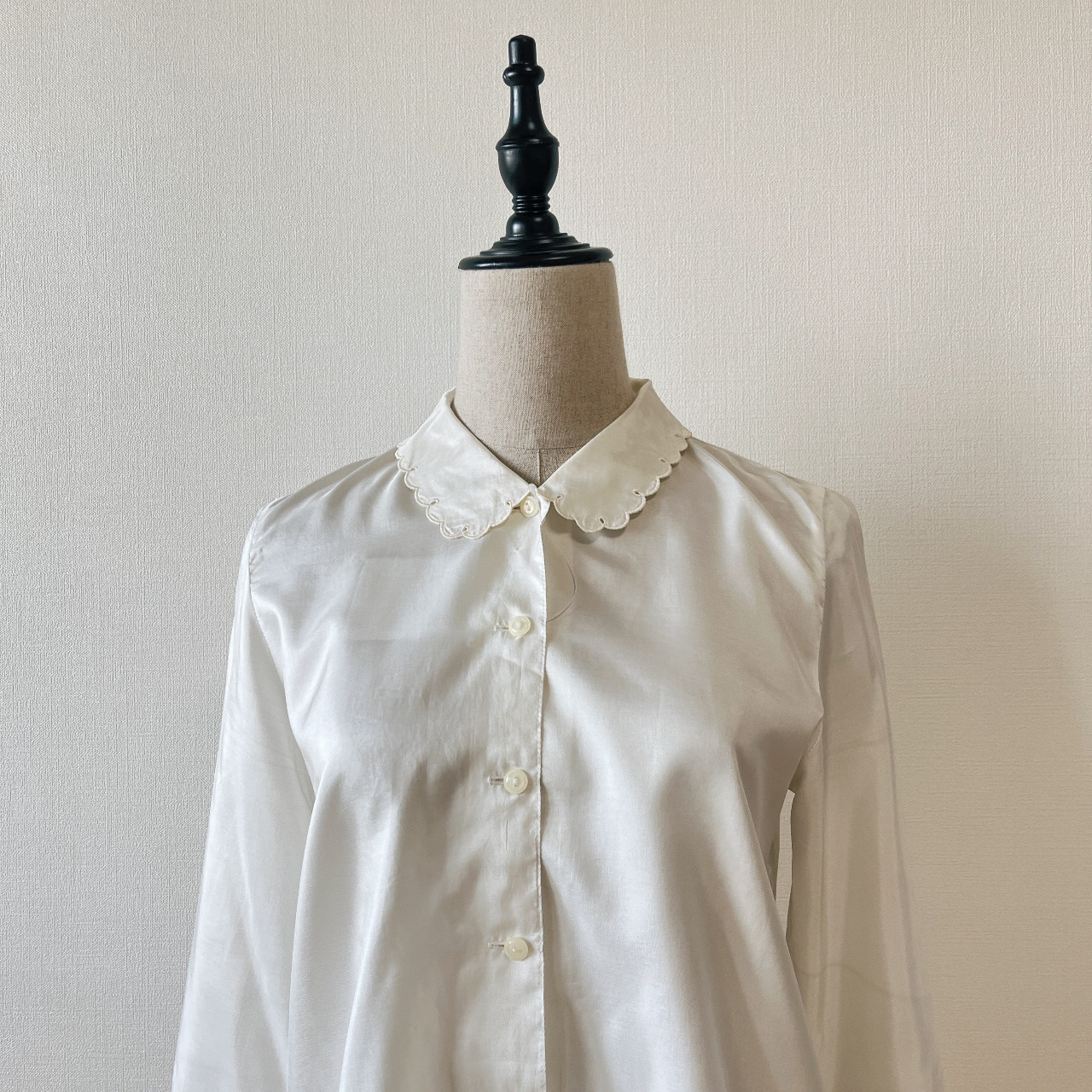 珍珠白天使小翅膀領子古着上衣