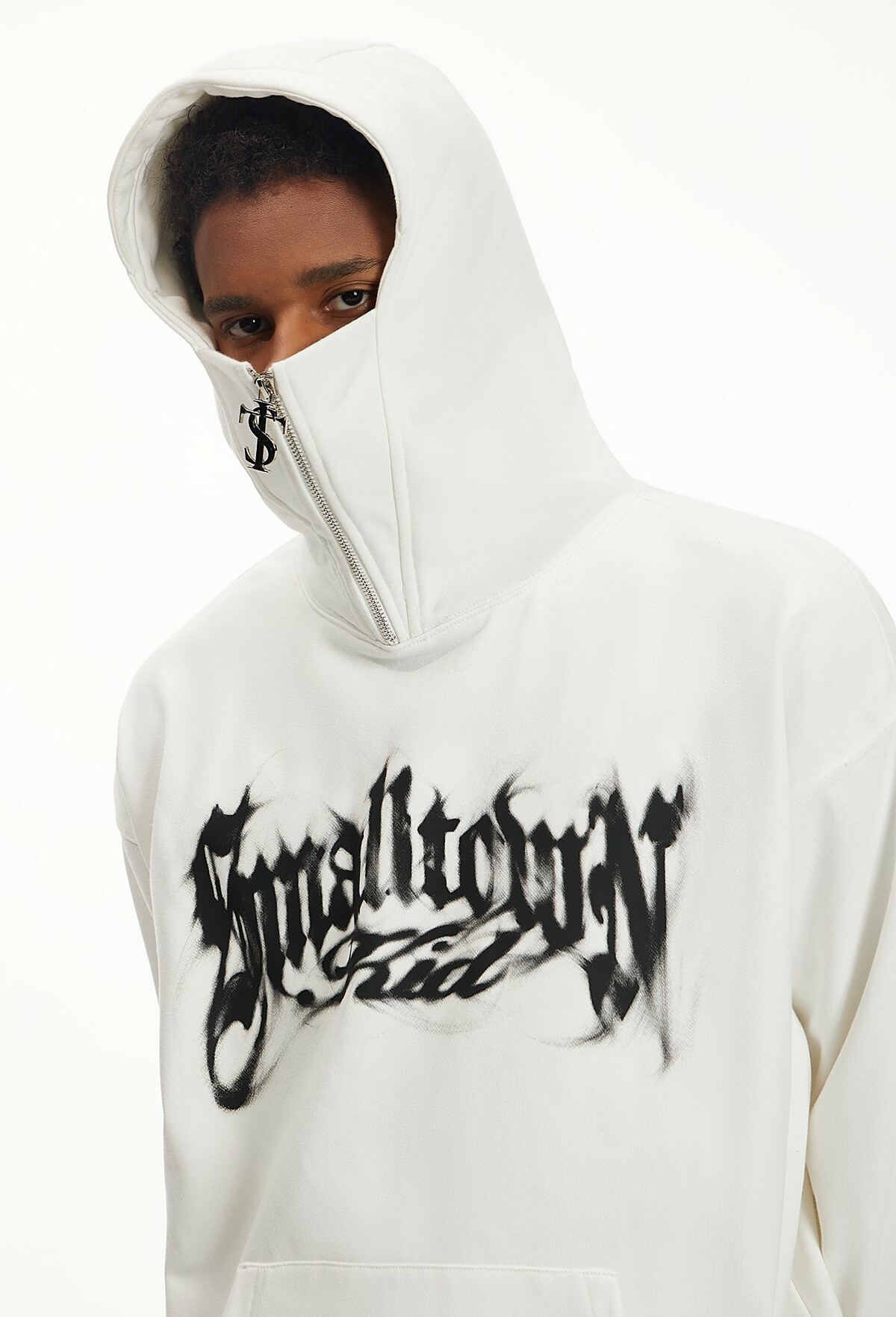 STK SmallTownKid LOGO拉鍊 煙霧字體 高領帽T