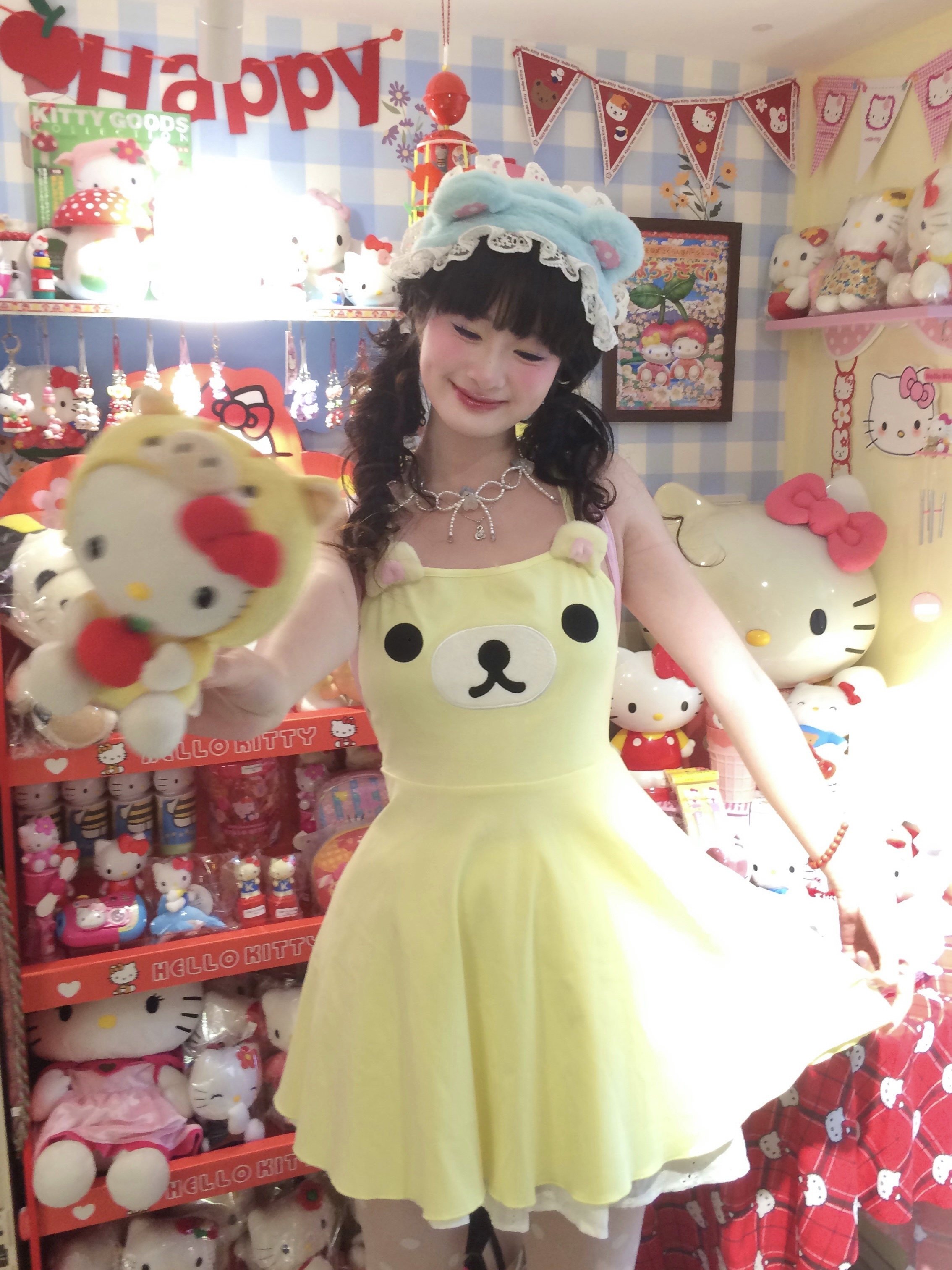 ArtByTastybabe 拉拉熊貼布繡 居家 連身裙 黃色