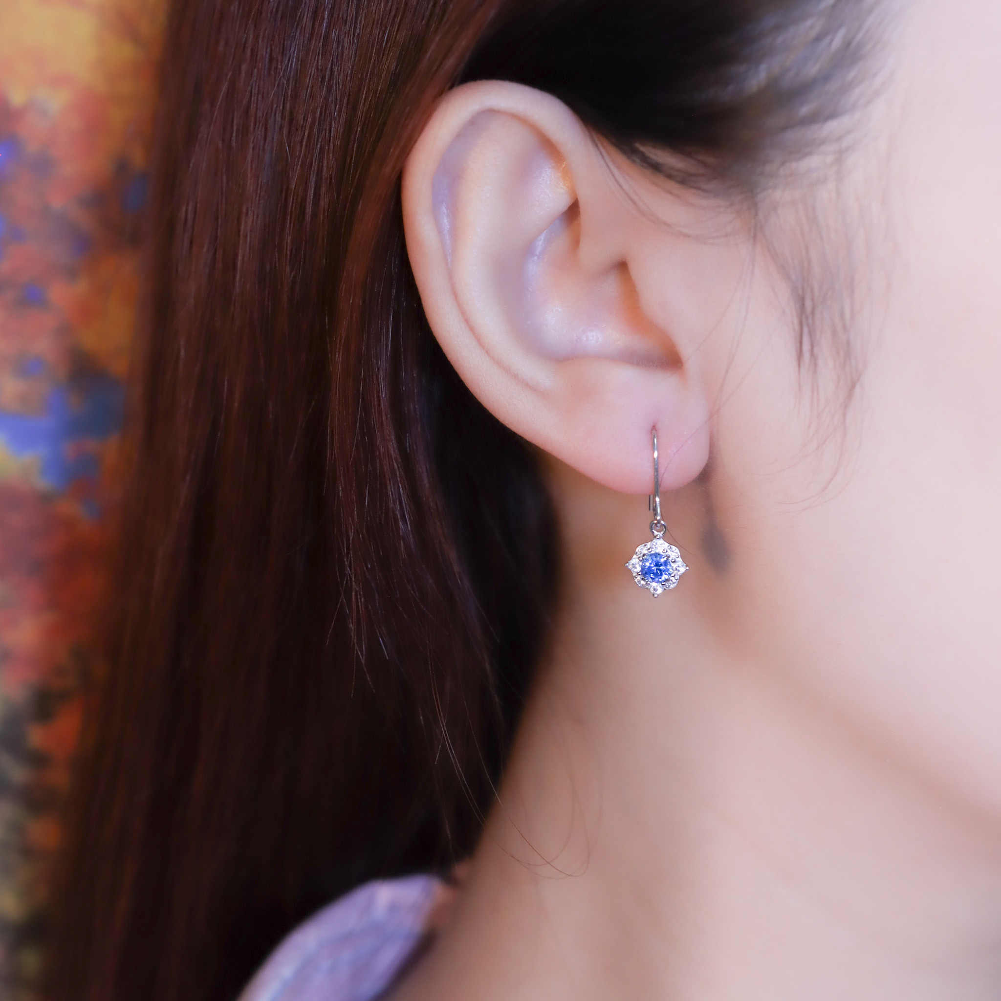 | 925純銀 | 蔚藍花夢耳環  | EA0834 |