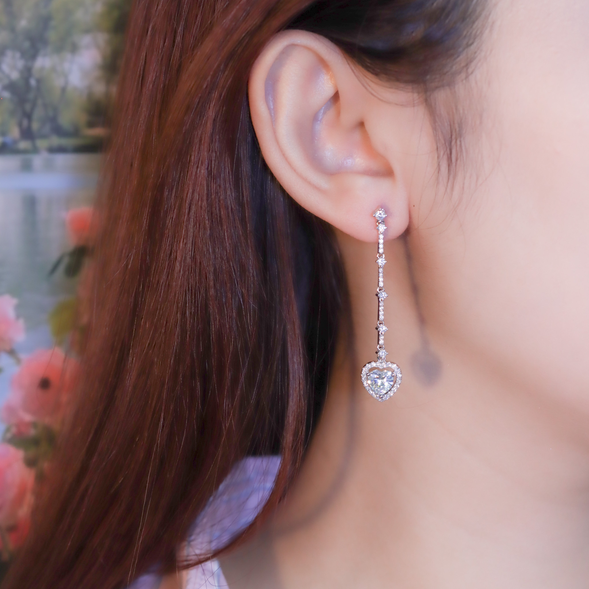 | 925純銀・厚鍍白金 | 愛意蔓延耳環 | EA0850 |