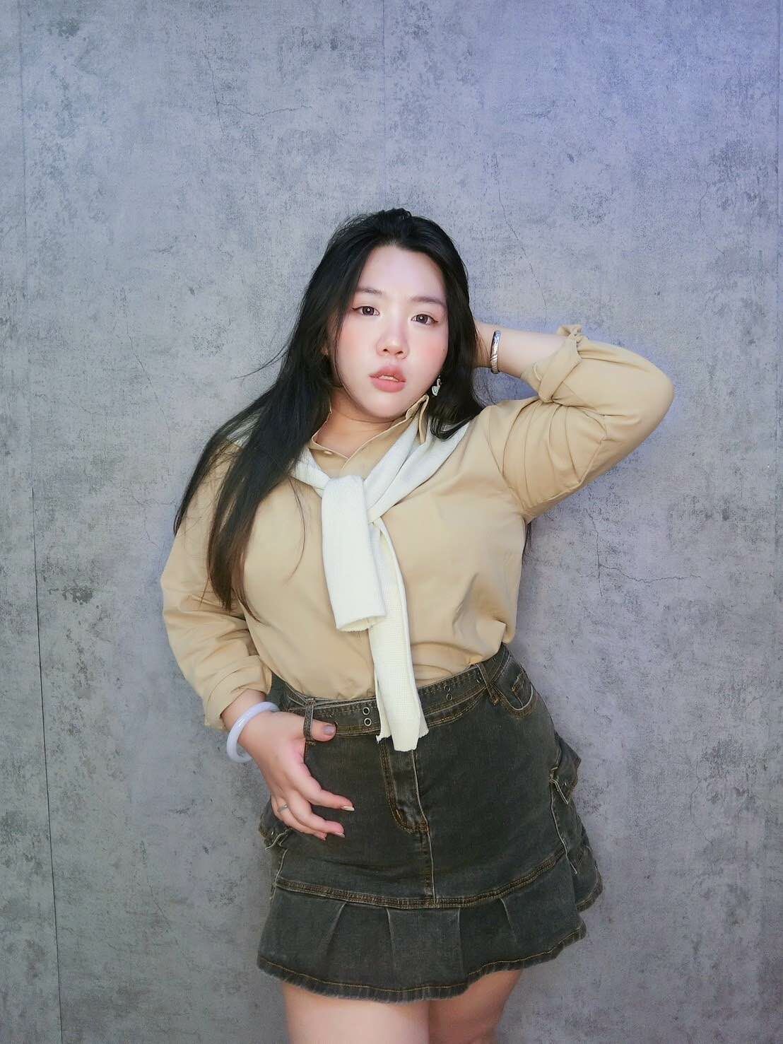 學院風真襯衫+披肩兩件套