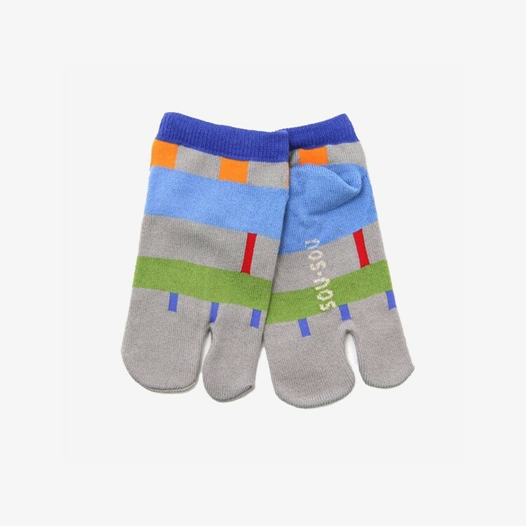 SOU・SOU 兒童分趾襪(腳踝長度) 畫鬼腳 灰色【15-17cm】