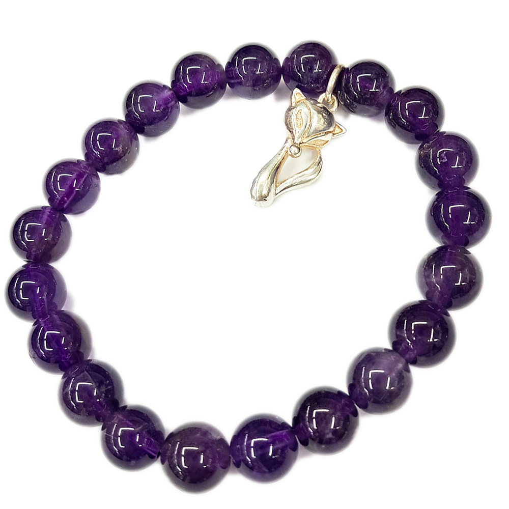 好人緣狐狸 925純銀+紫晶手珠8mm【十方】143386