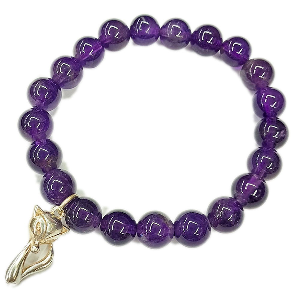 好人緣狐狸 925純銀+紫晶手珠8mm【十方】143386