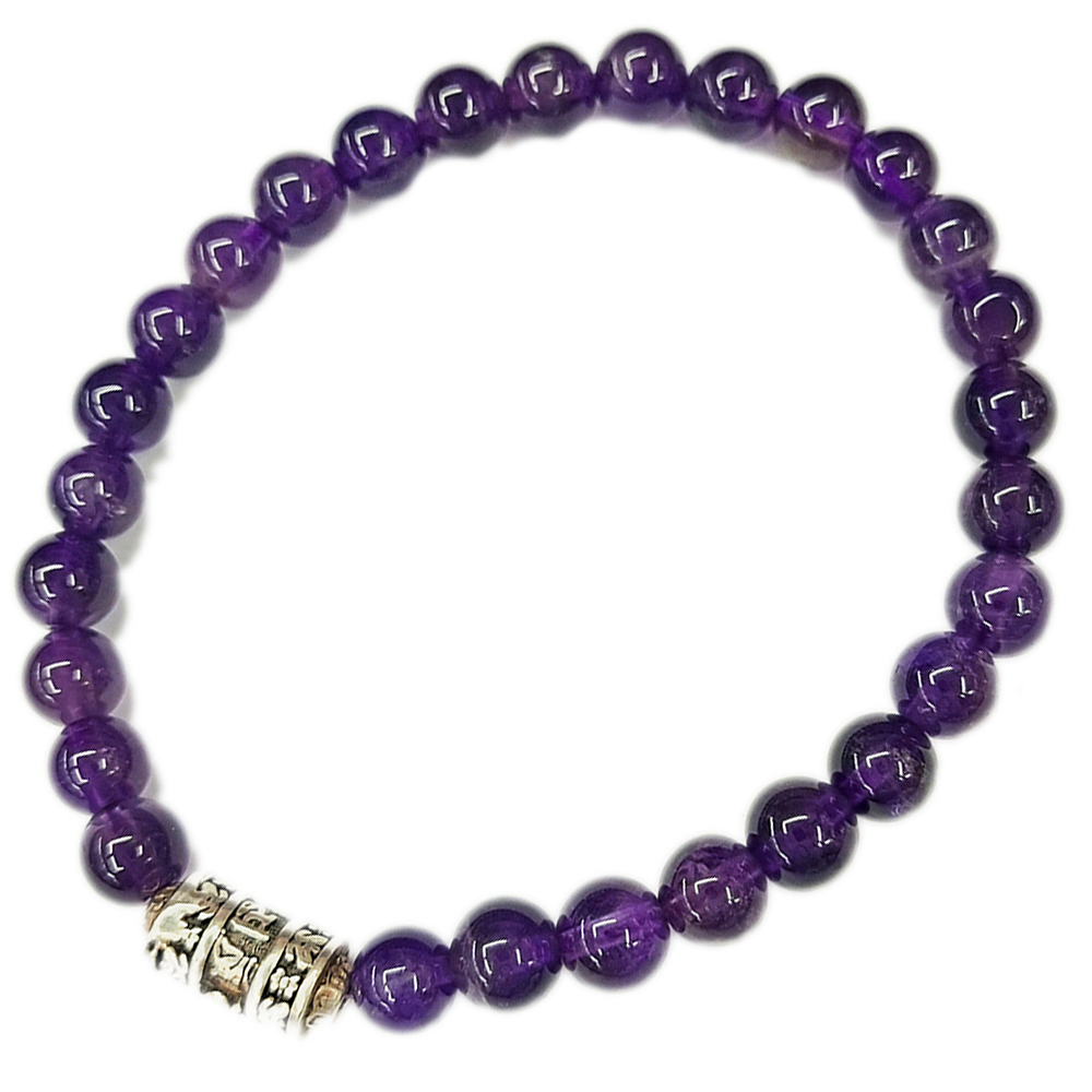 轉經輪925純銀+紫晶手珠6mm【十方】146259