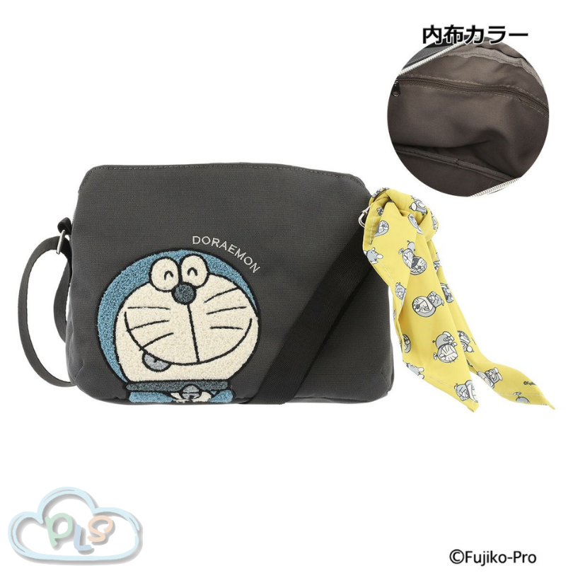 雙拉鍊頭單肩包 SRA-254 深灰色 多啦A夢 SALON de RUBAN #22446-1