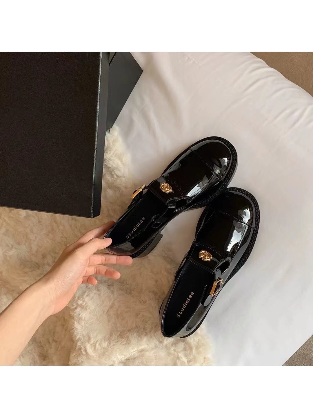 山茶花學院風皮鞋