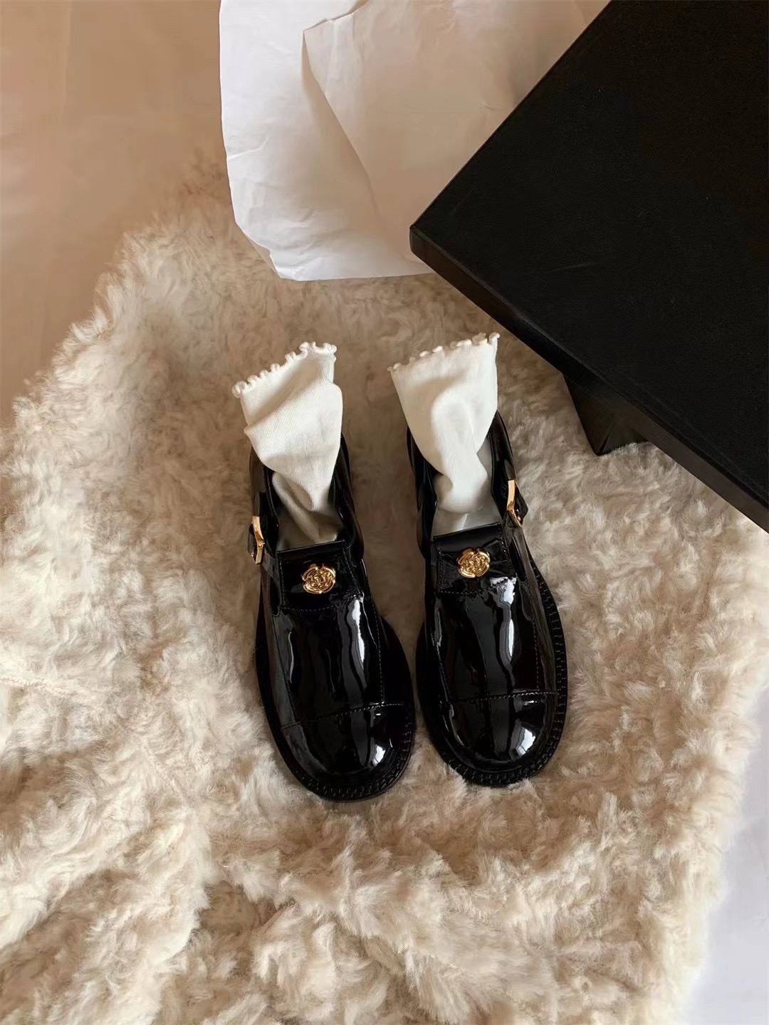 山茶花學院風皮鞋