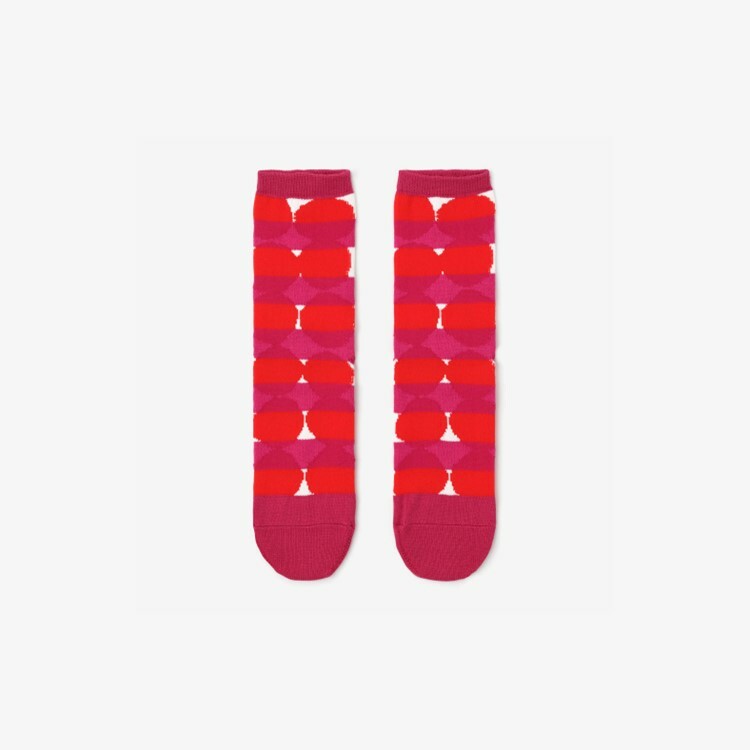 SOU・SOU 圓頭襪(普通長度) / 彈珠和橫條紋 牡丹色【23〜25cm​】