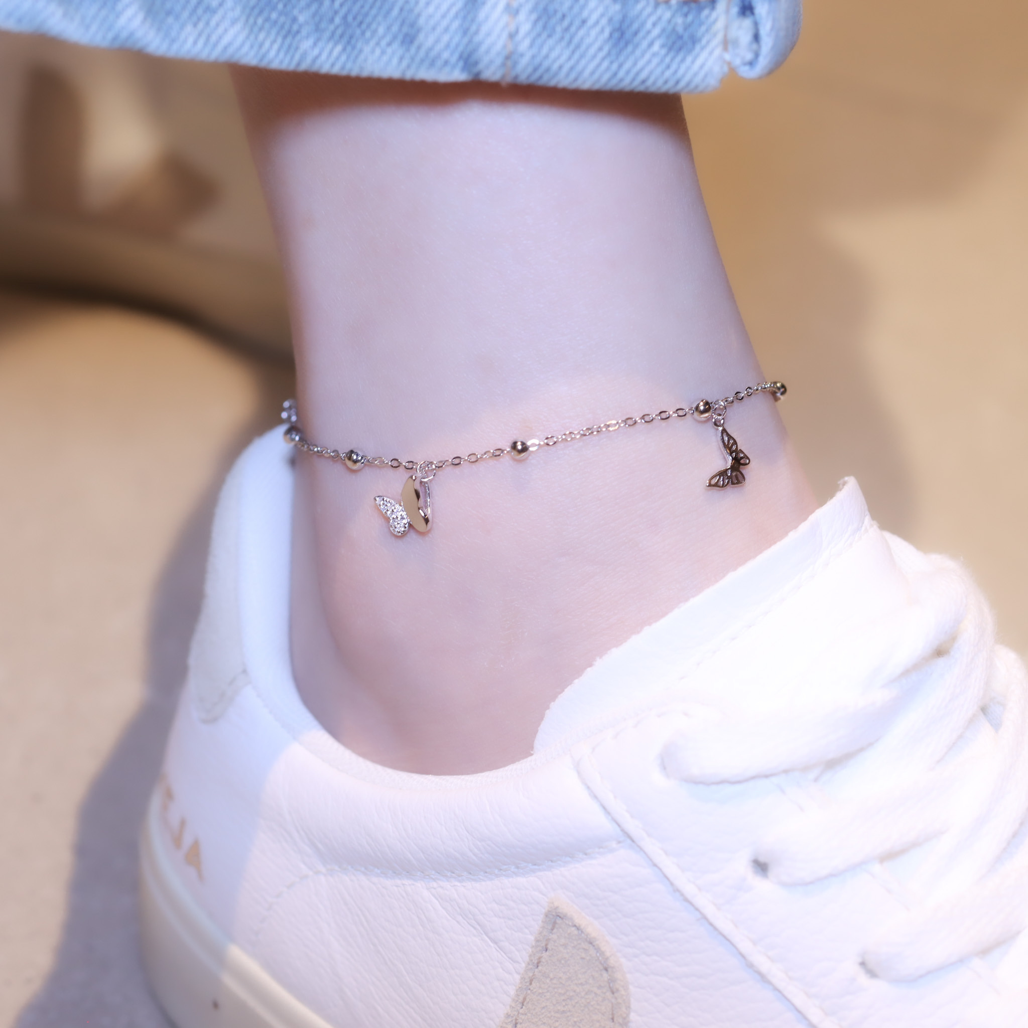 | 925純銀・白金 | 蝴蝶說腳鏈 | AN0112 |