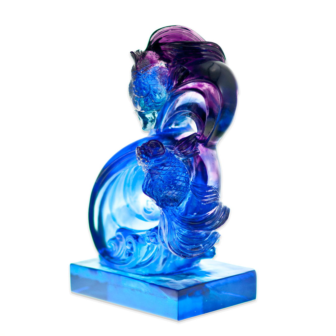 乘浪而躍琉璃藝術品｜雙魚共舞 象徵成功與繁榮