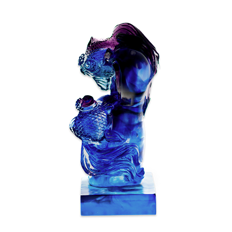 鹿港窯禮品館│乘浪而躍：雙魚共舞，象徵成功與繁榮的琉璃藝術品